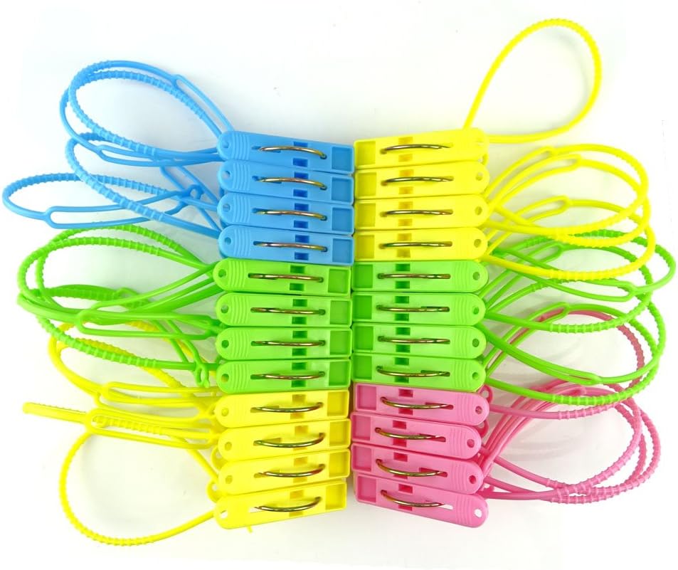 24 Pinzas Ropa Ganchos Cuerda Tendedero Prueba Viento