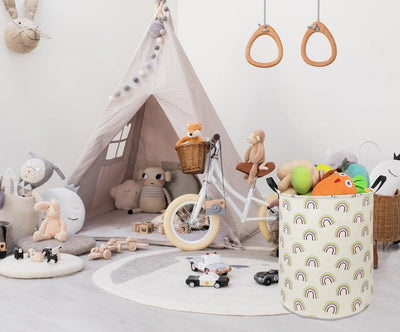 Cesta plegable para ropa sucia niños con asas arcoíris