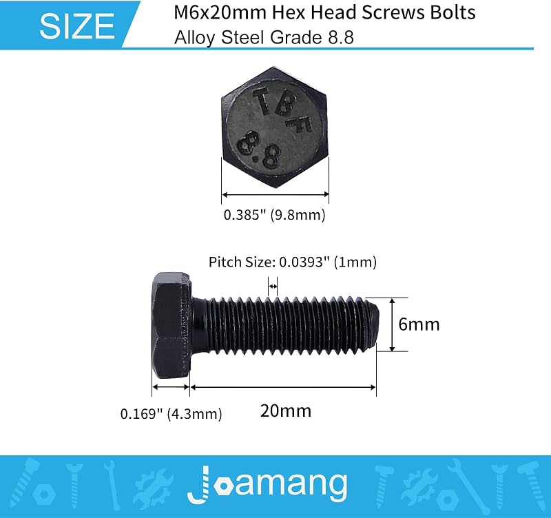 25 Pzas Tornillos M6x20mm Acero Aleación Grado 8.8