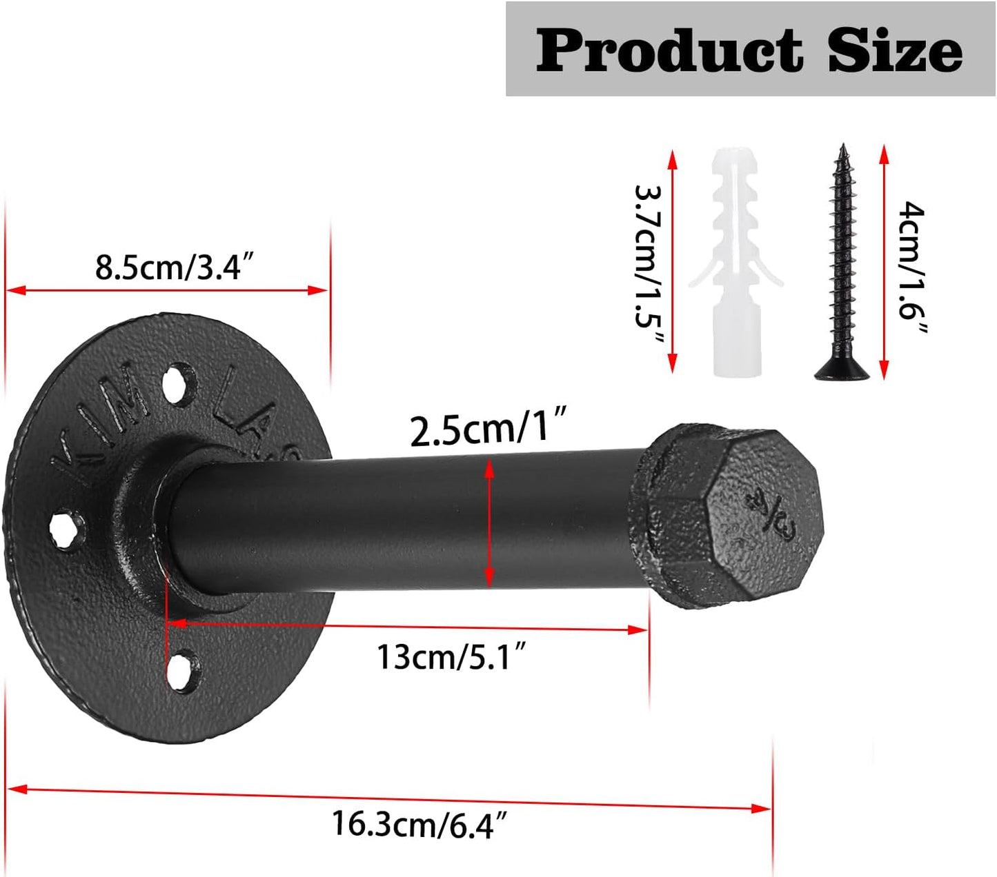2 Pzas Barra Ropa Tubo 5.9pulg Soporte Metal Rústico Pared