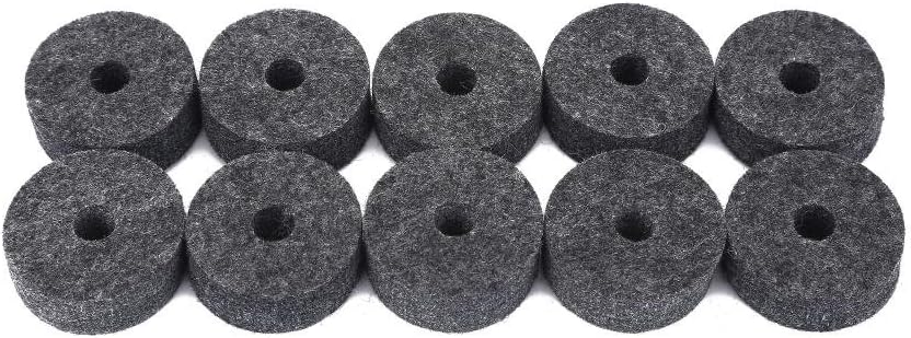 10 Almohadillas Fieltro Negro Reducción Ruido para Bateristas