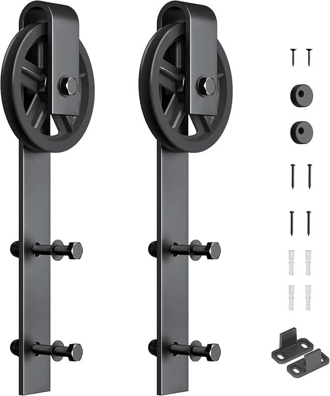 Rodillo puerta granero rueda negra para riel 1/4"