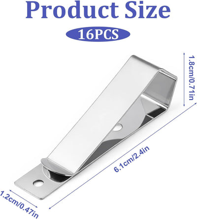 16 Clips Apertura Puerta Garaje Acero Inox Universales Plateados