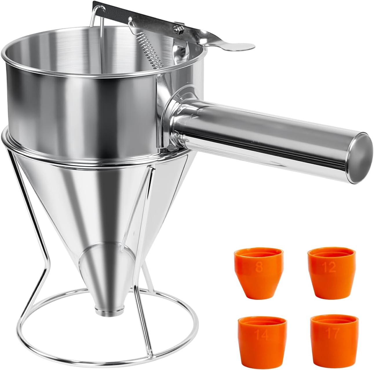 Dispensador masa panqueques acero inox 40oz con 4 boquillas