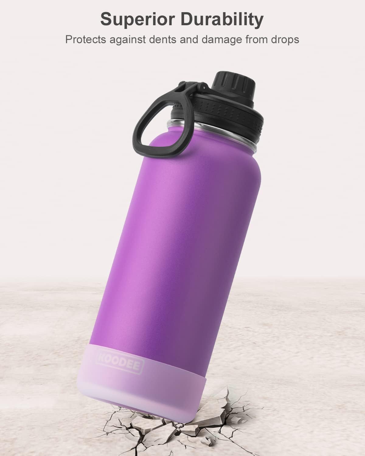 Botella agua aislada acero inox 32oz doble pared tapa morado