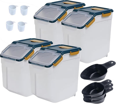 4 Pzas Recipientes Herméticos Arroz 25lb con Tapa y Medidor