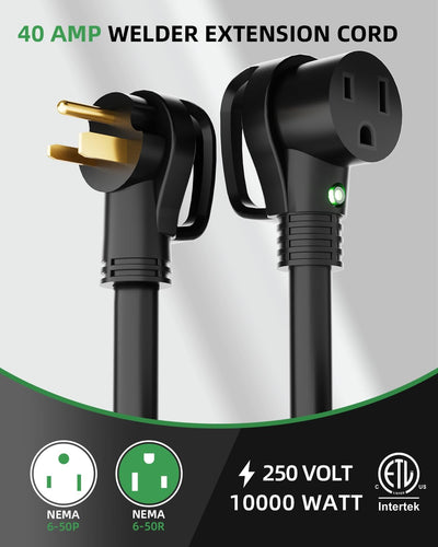 Cable extensión soldador 8 AWG 250V 50pies con luz LED y