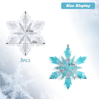 Moldes resina copo nieve Navidad 3 pzas grandes