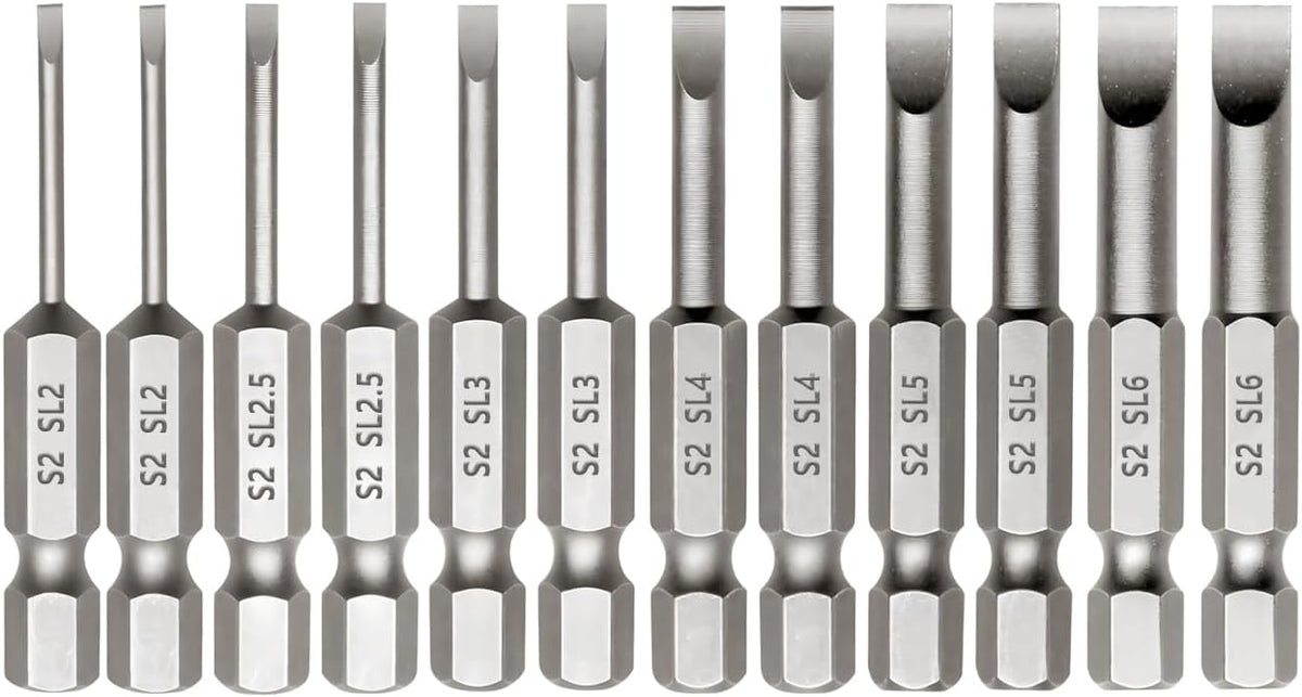Set 12 Pzas Brocas Destornillador Ranuradas Magnéticas 1/4pulg