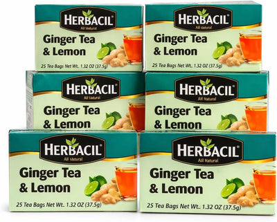 Té hierbas jengibre limón natural 25 bolsas caja 6 pzas