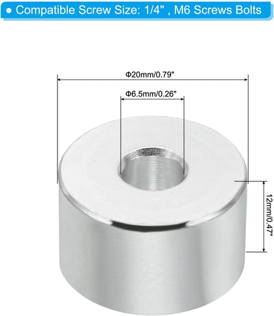 Espaciadores aluminio M6 redondo 5 pzas 0.256pulg