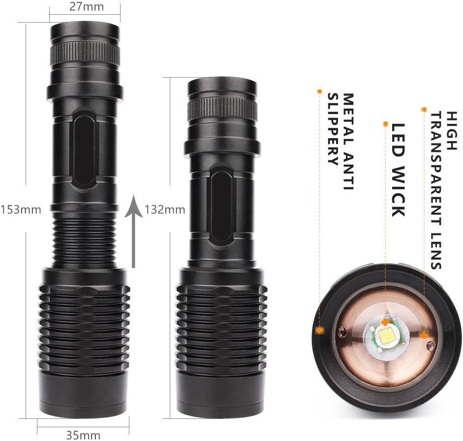Linterna LED portátil 1165 ajustable 5 modos resistente agua