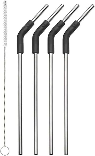Set 4 Pajitas Acero Inox con Popotes y Cepillo Flexible Sin BPA