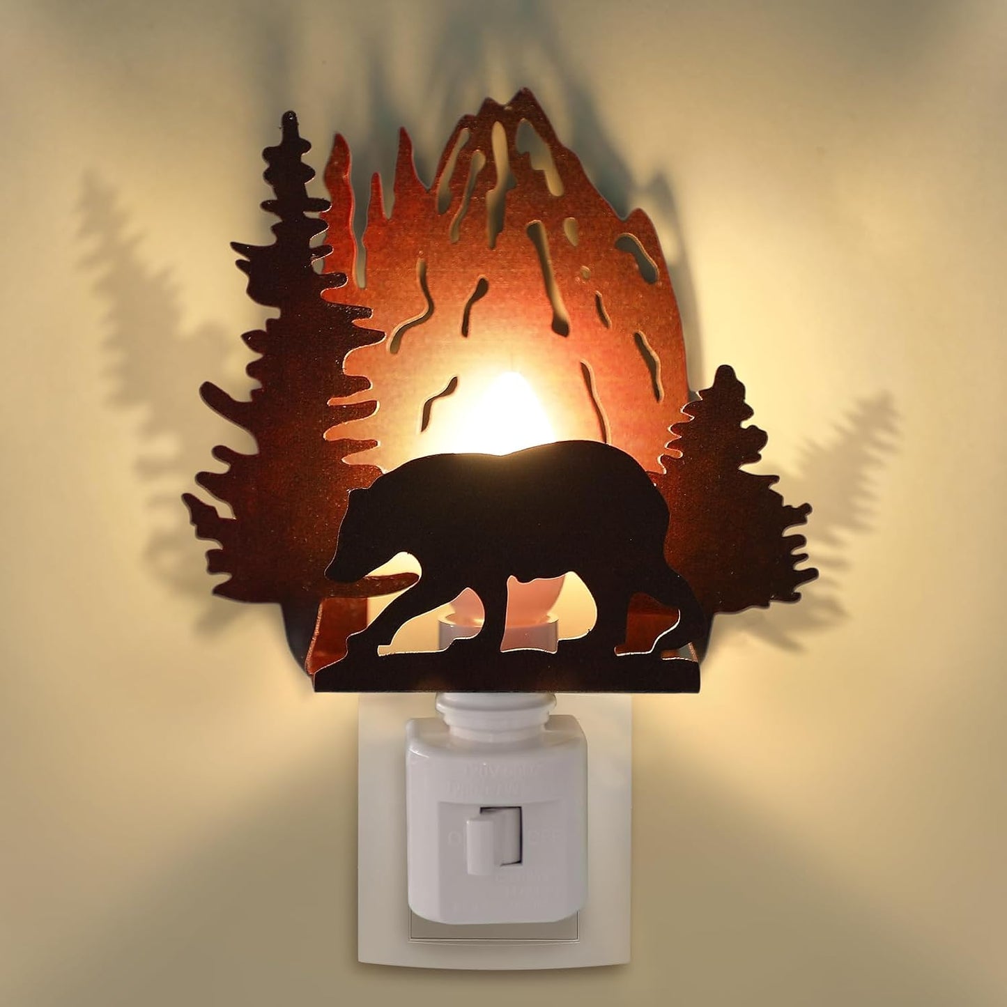 Luz nocturna de oso de metal vintage para cabaña dormitorio