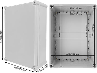 Caja eléctrica exterior 15x11x5.1pulg IP67 plástico ABS