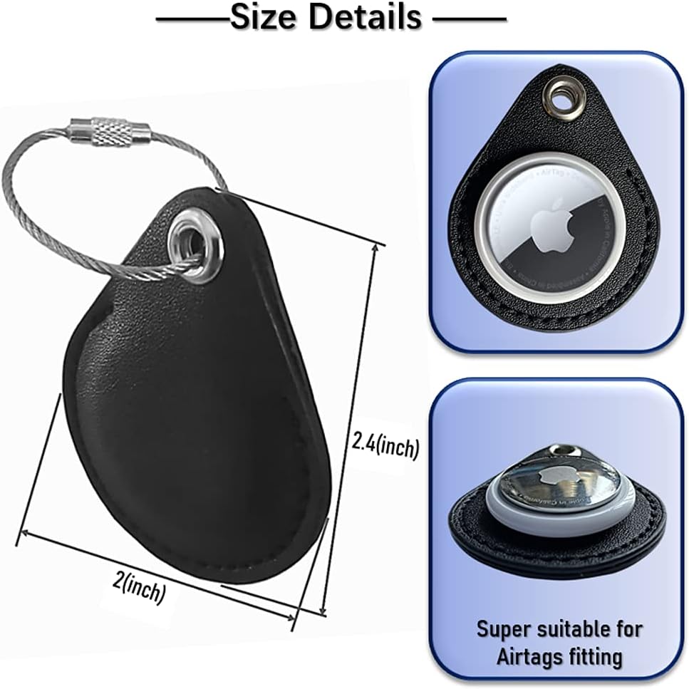 Funda cuero AirTag 2021 con llavero pack 4 negro marrón