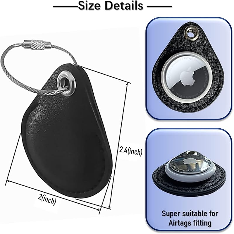 Funda cuero AirTag 2021 con llavero pack 4 negro marrón
