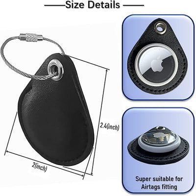 Funda cuero AirTag 2021 con llavero pack 4 negro marrón