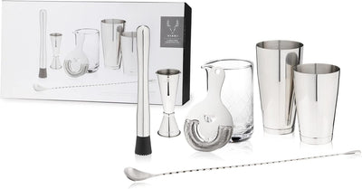 Kit camarero cocteleras Boston vaso mezclador colador cuchara bar