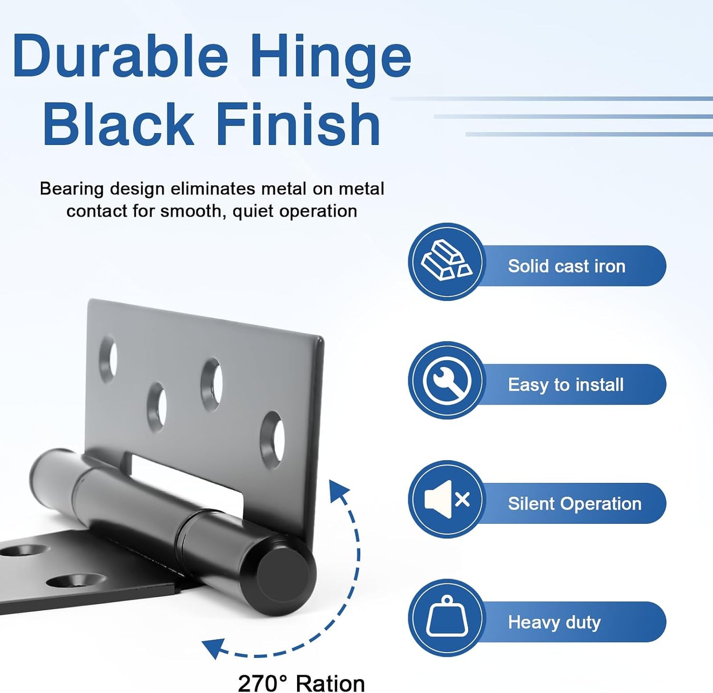 Bisagras puerta hierro forjado negro 8pulg set 6