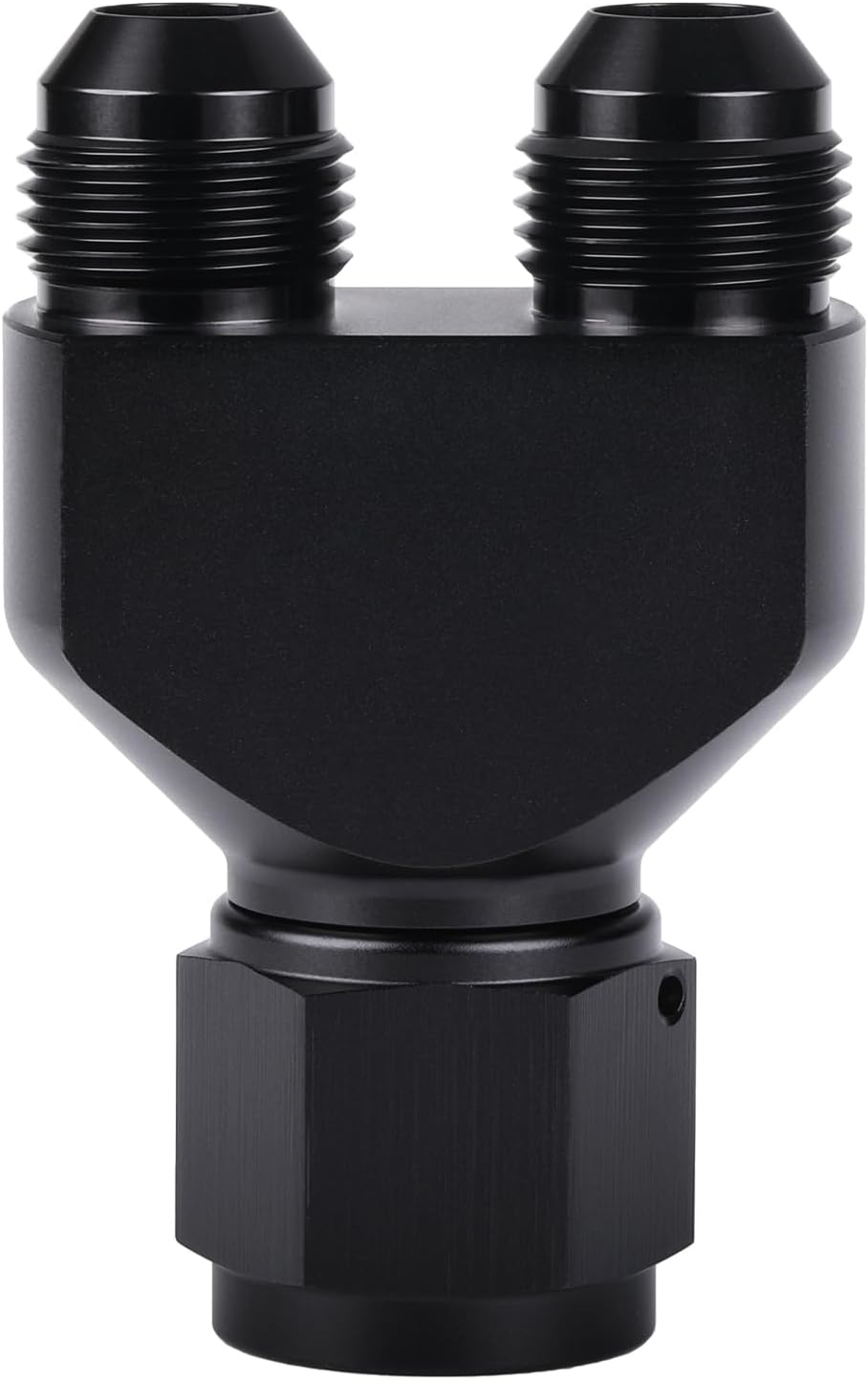 Bloque adaptador conector divisor combustible aluminio negro