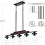 Lámpara colgante de madera estilo granja 5 luces negro mate