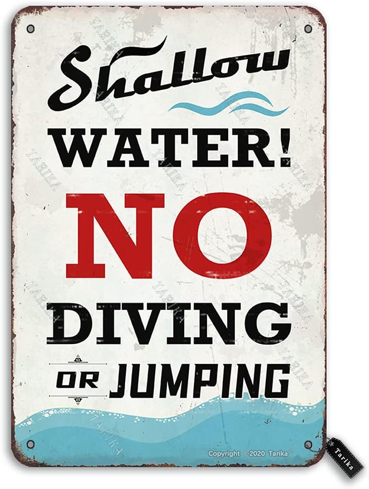Letrero piscina vintage 8x12" no buceo