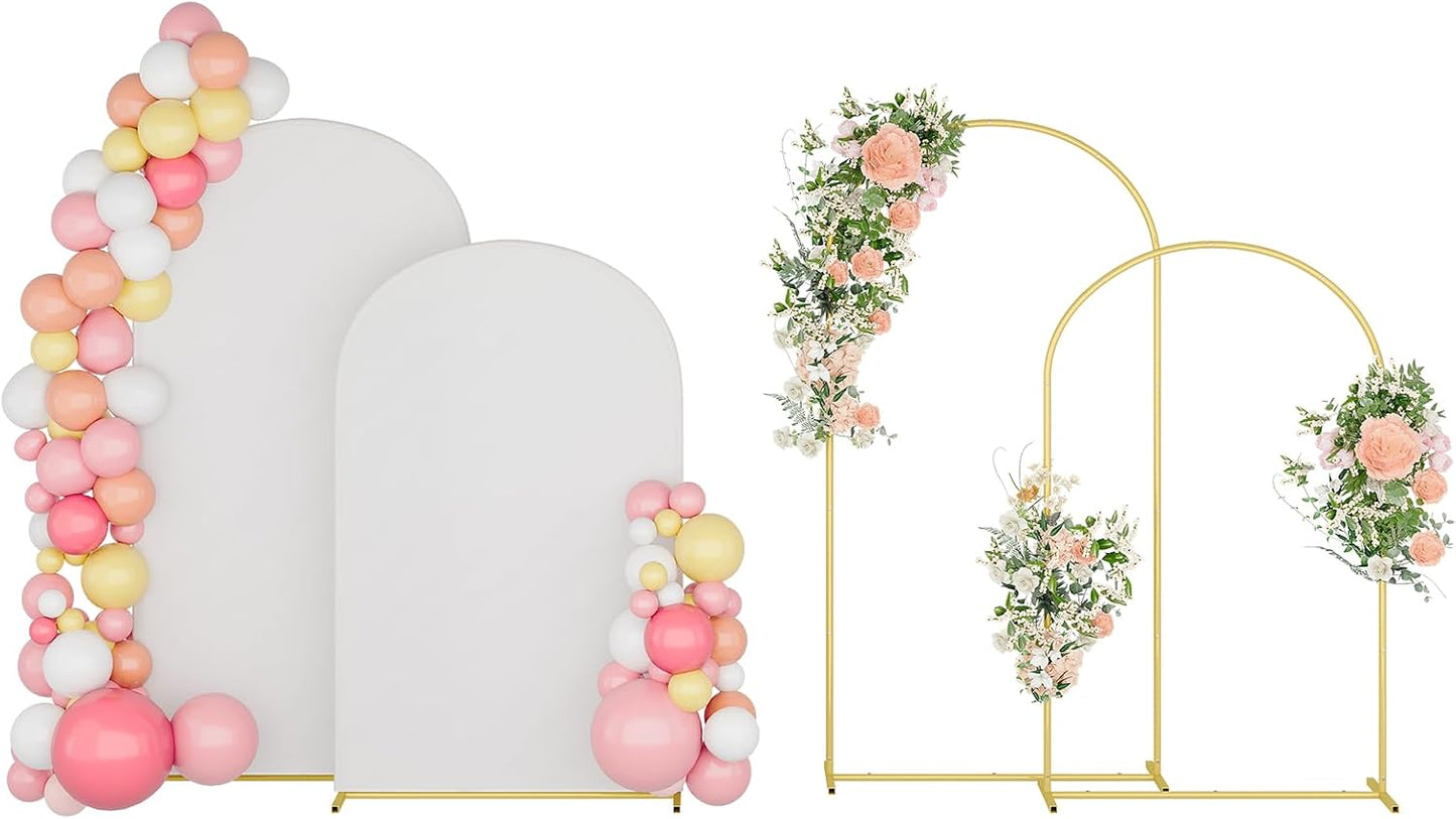 2 Soportes Arco Metal 7.2x6.0ft Cubiertas Blancas Bodas