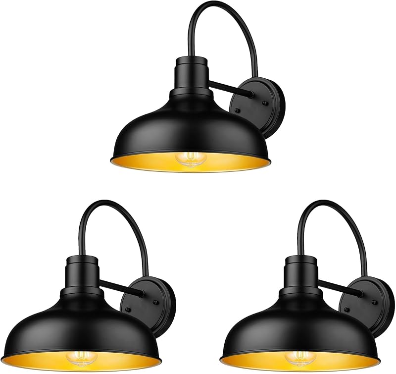 Luz granero exterior aplique pared patio garaje negro