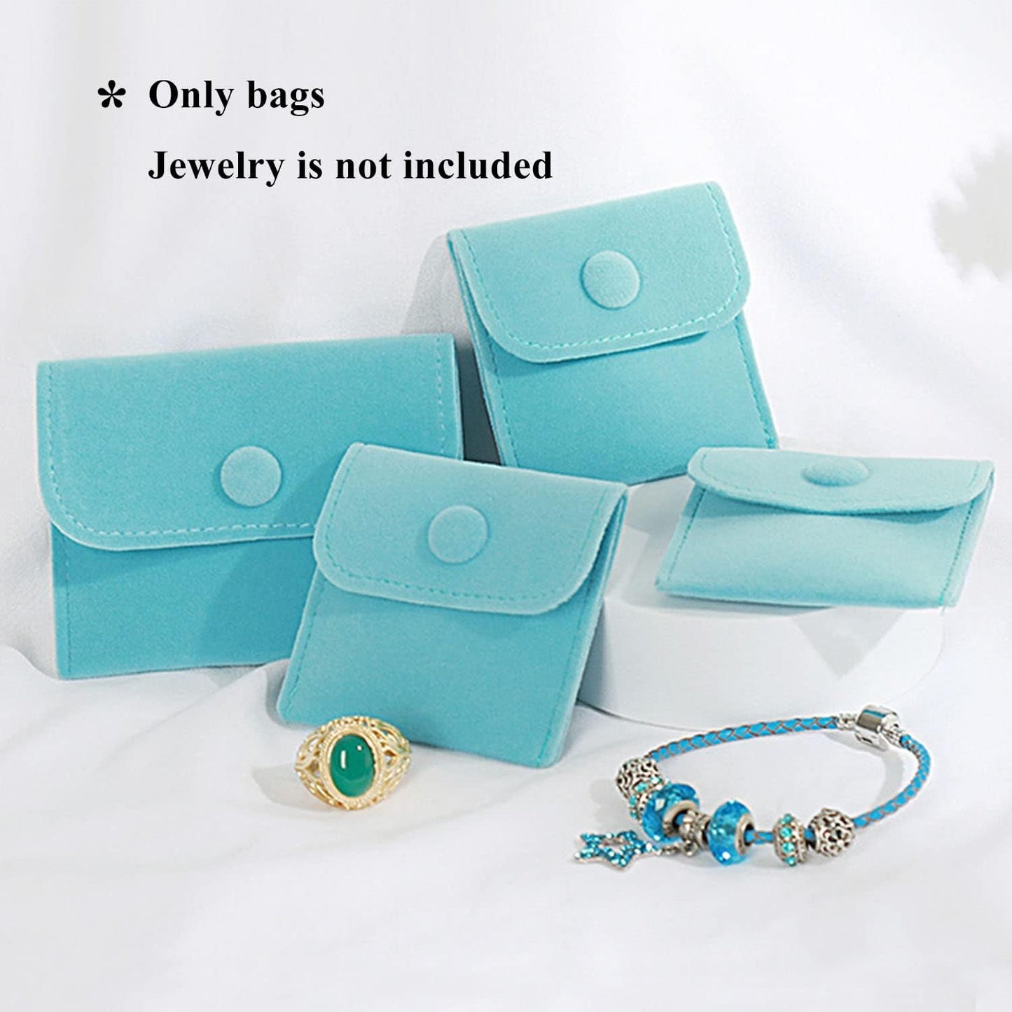 10 Bolsas Terriopelo Joyas 5 Colores Botón Presión
