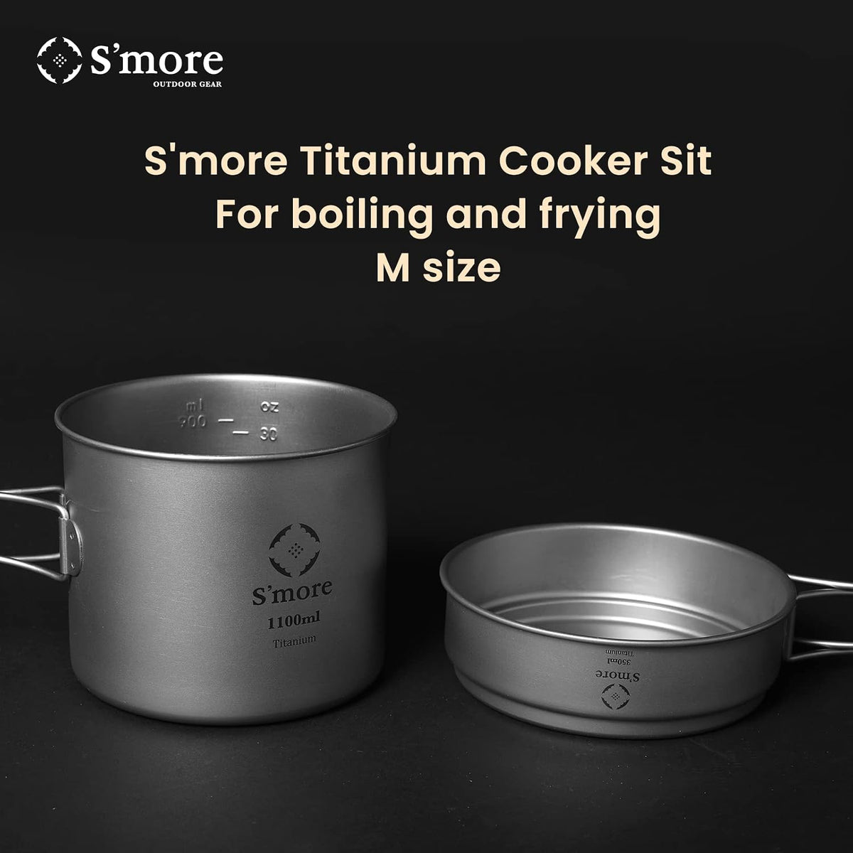 Set cocina titanio 2pulg con mango plegable ultraligero