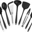 Set 9 Utensilios Silicona Negro Antiadherente Apto Lavavajillas