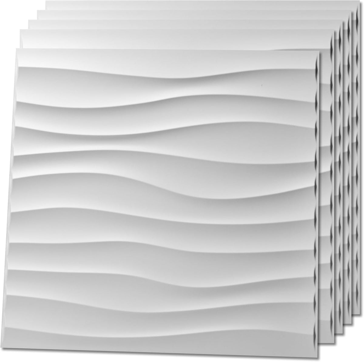 12 Paneles PVC 3D 19.7x19.7pulg Blanco Decoración Sala