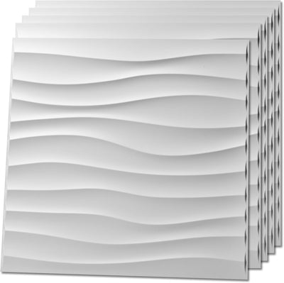 12 Paneles PVC 3D 19.7x19.7pulg Blanco Decoración Sala