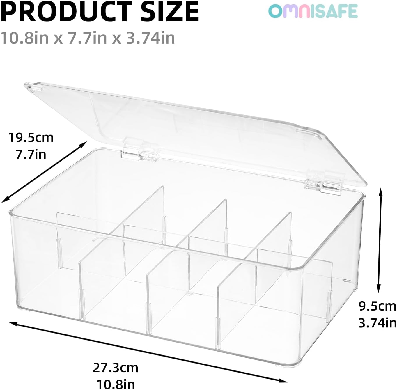 Contenedor plástico transparente 8 secciones con tapa cocina