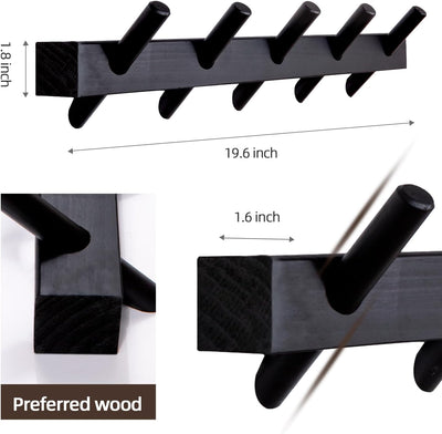 Perchero madera maciza 5 ganchos extraíbles para pared