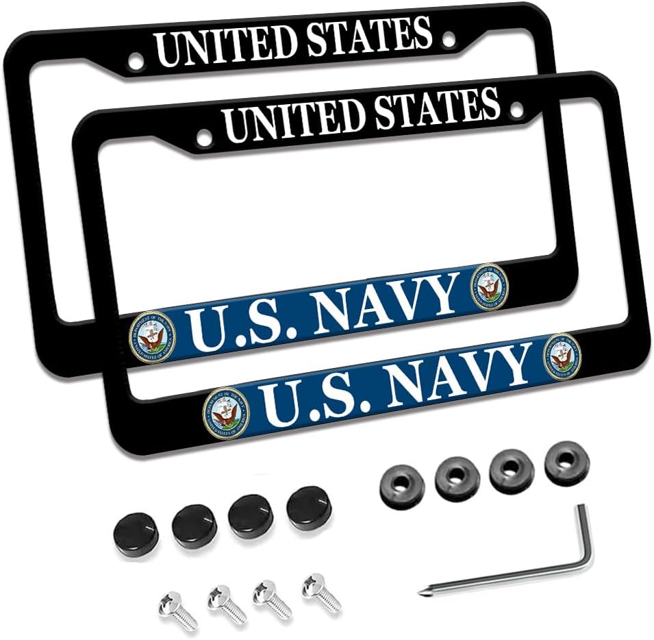 2 Pzas Marcos Matrícula USN Aluminio Negro Mate con Tapas