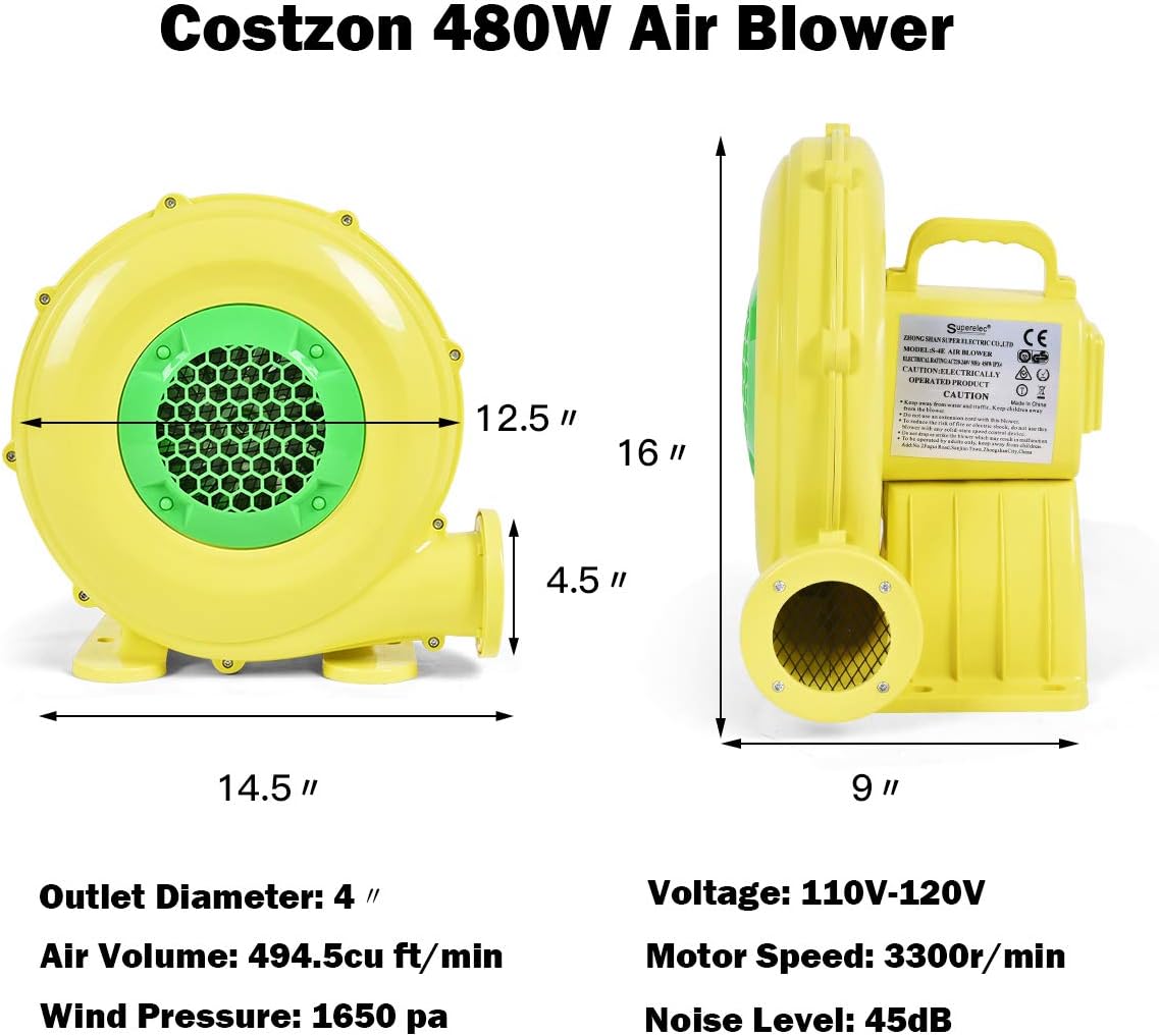 Soplador aire 480W para inflables casa rebote puente