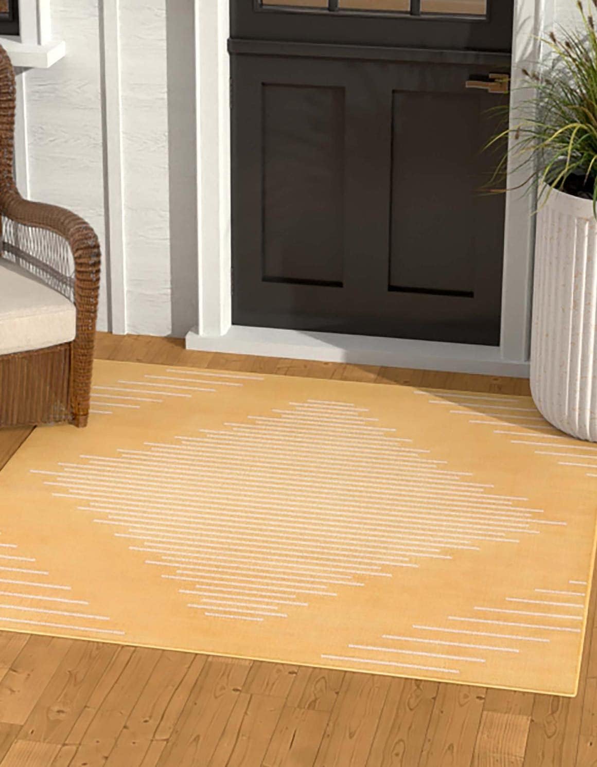 Alfombra exterior cuadrada 5x3ft amarillo/marfil