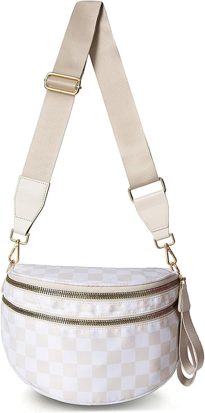 Bolso cruzado a cuadros para mujer con correa ajustable