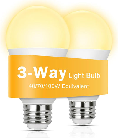 Pack 2 Bombillas LED 3 Vías E26 A19 Blanco Cálido