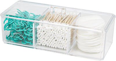 Organiz. transparente baño con 3 compartimentos y tapa