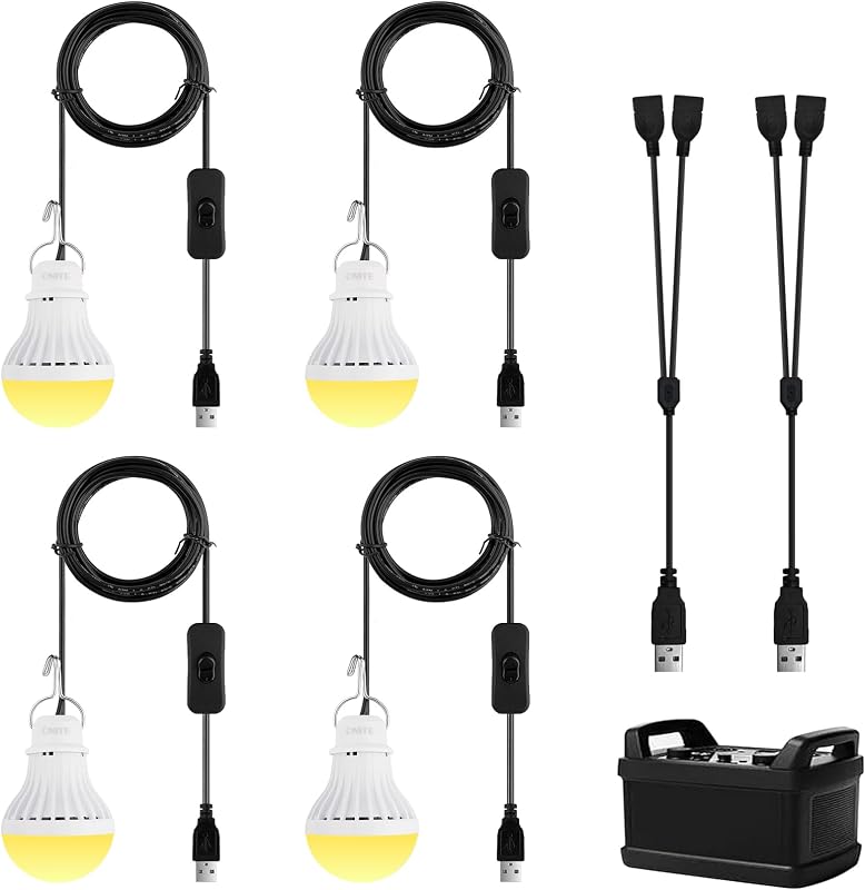 Bombilla LED USB linterna emergencia campamento garaje