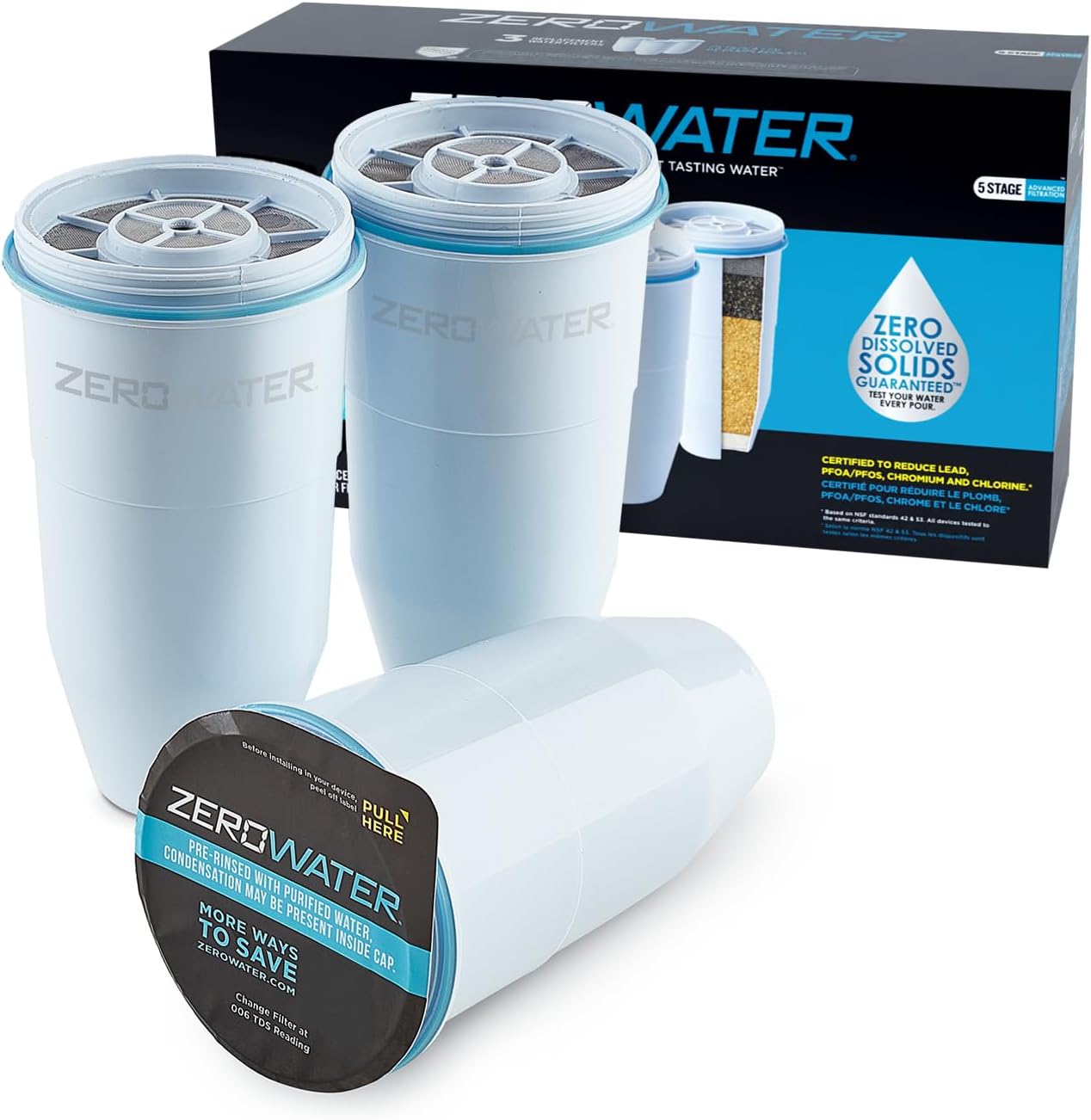 Filtro TDS 0 de 5 etapas IAPMO certificado pack 3