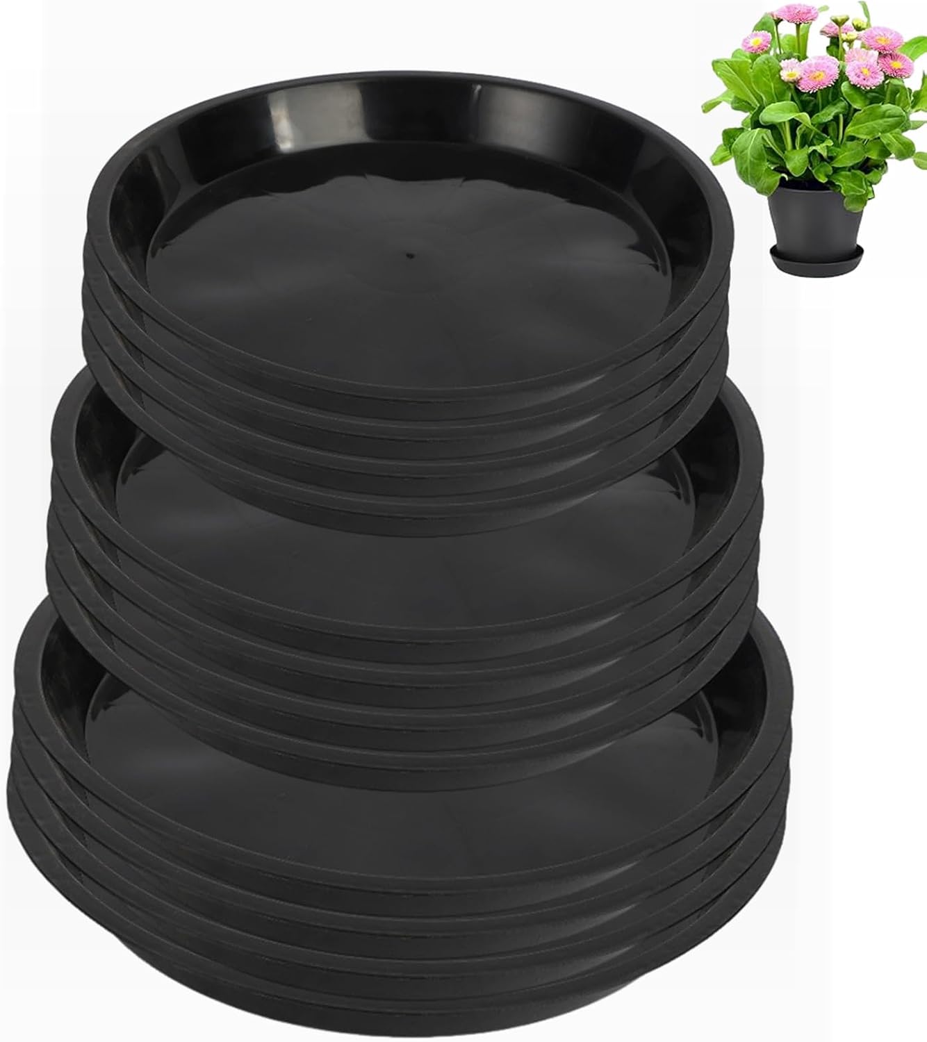 12 Platillos para Plantas 8-12" Bandeja Plástico Resistente