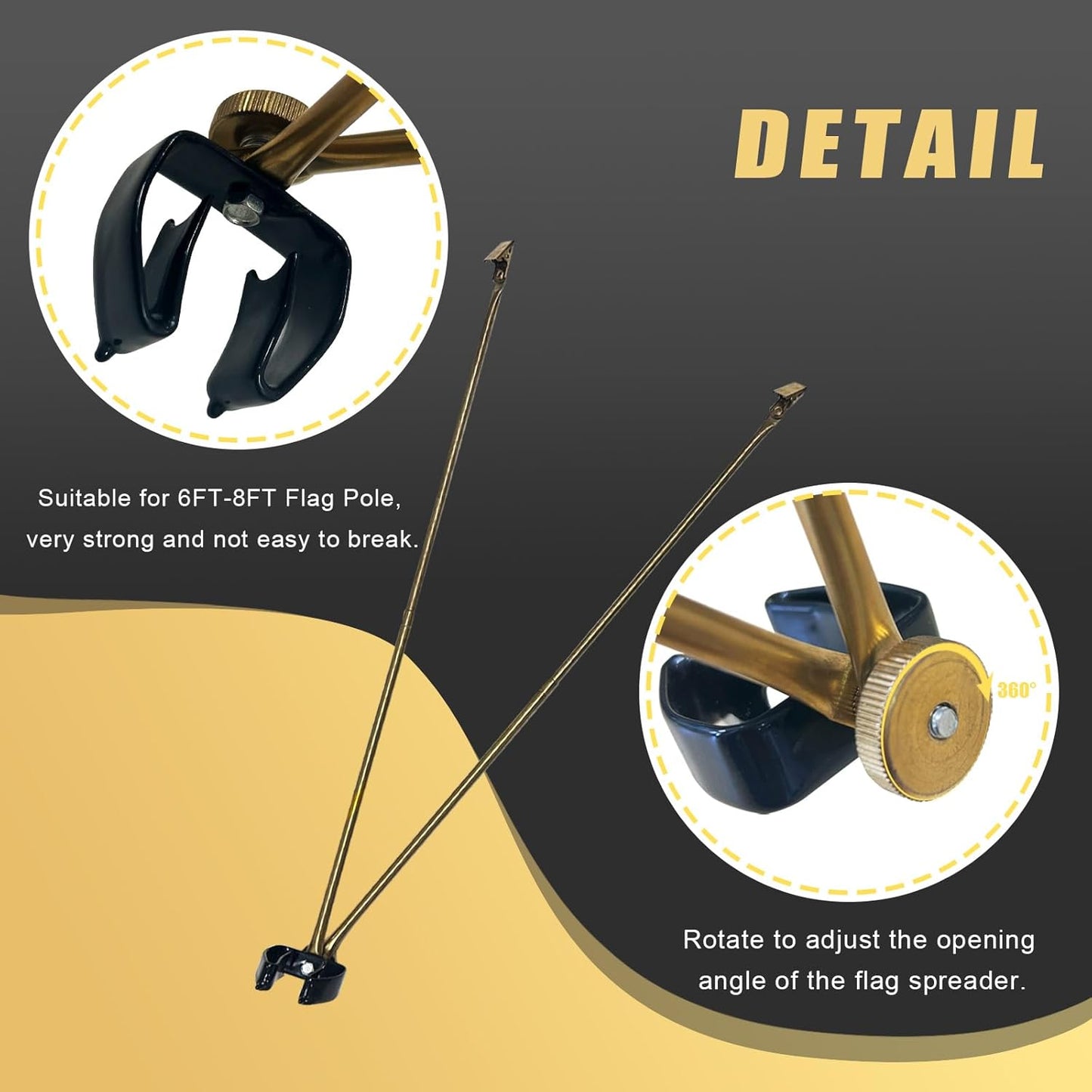 Esparcidores bandera extensor metal dorado 19.5" set 2