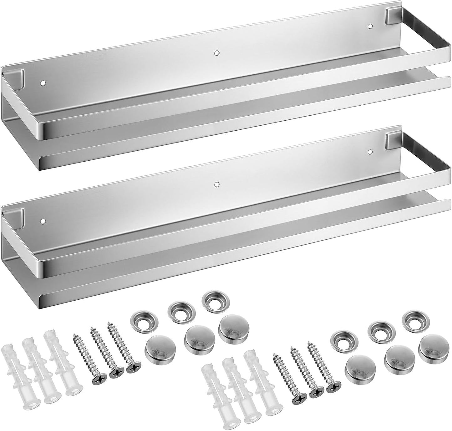 2 Pzas Estantes Acero Inox Baño Ducha Flotantes