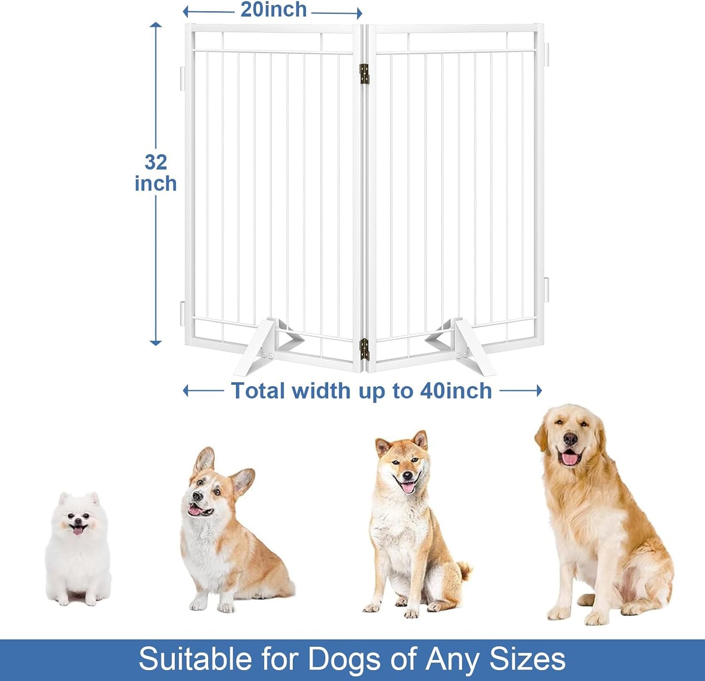 Puerta plegable metal para perros gatos 40pulg