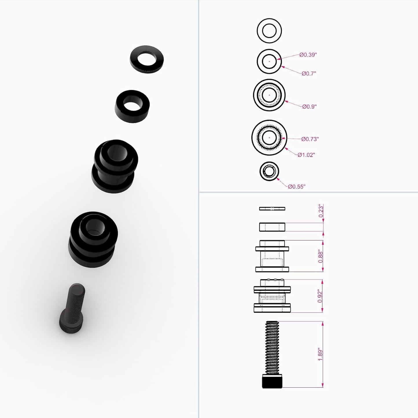 Kit hardware acoplamiento 4 puntos negro mate Harley