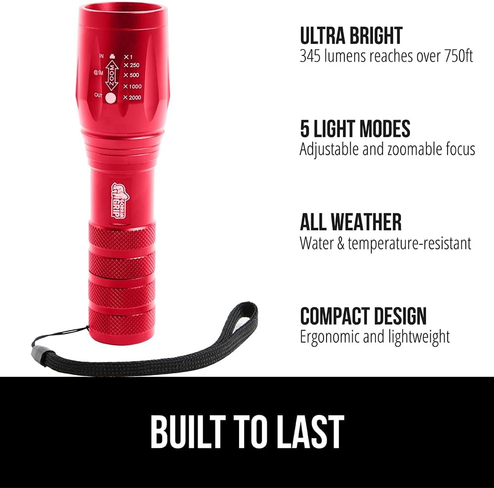 Linterna táctica LED 750pies impermeable color rojo
